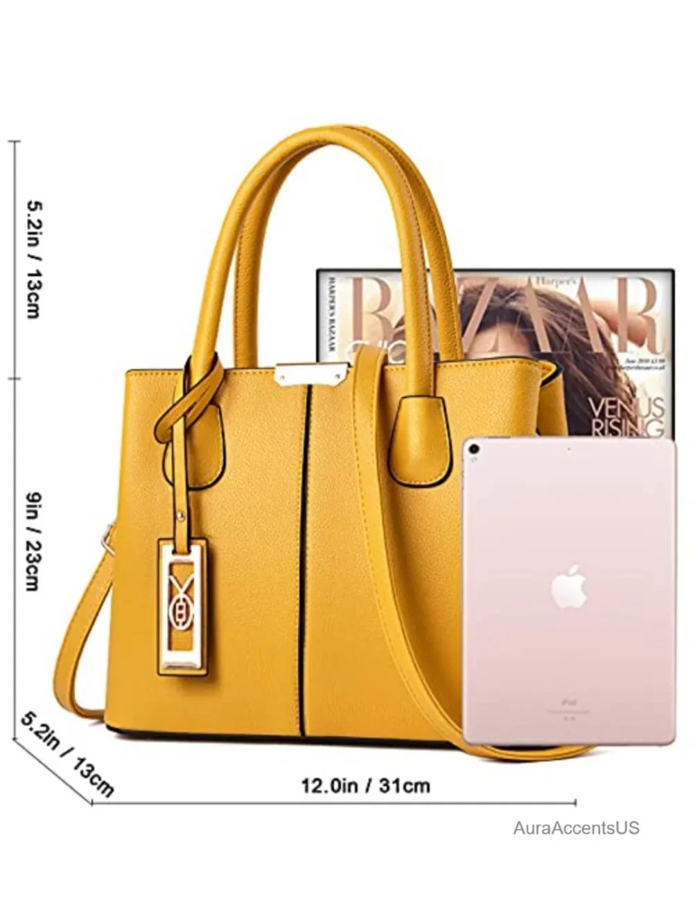 Women's Tote Satchel Handbag with Shoulder Strap Faux Leather